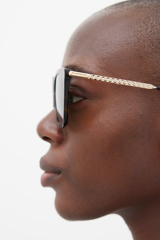 Brown & Gold Rectangular GV7096/S Sunglasses