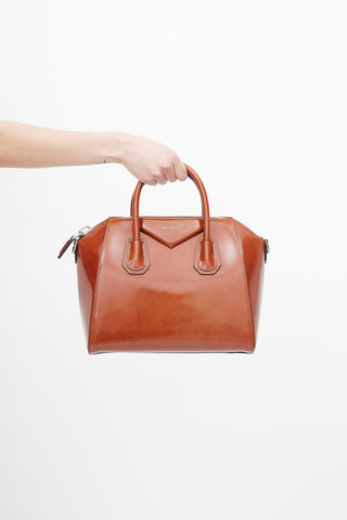 Givenchy Brown Patent Leather Antigona Shoulder Bag