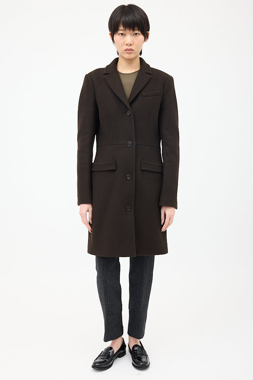 Givenchy Brown Wool & Nylon Strap Coat