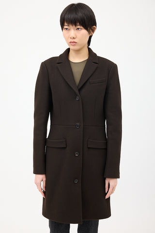 Givenchy Brown Wool & Nylon Strap Coat