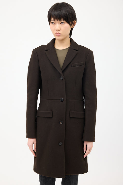 Givenchy Brown Wool & Nylon Strap Coat