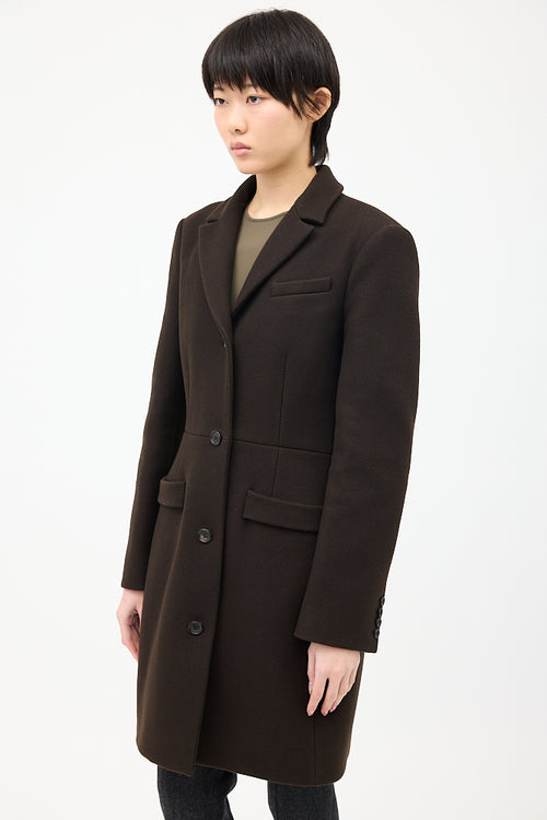 Givenchy Brown Wool & Nylon Strap Coat