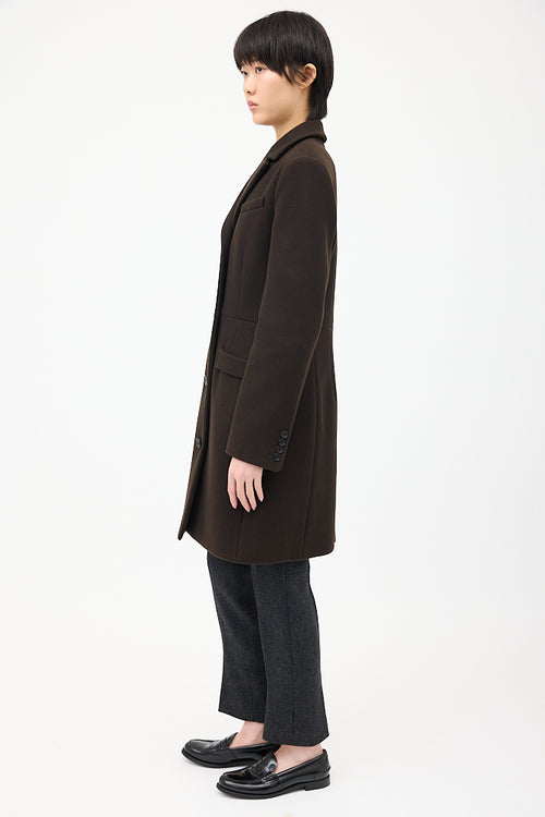 Givenchy Brown Wool & Nylon Strap Coat