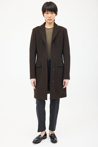 Givenchy Brown Wool & Nylon Strap Coat