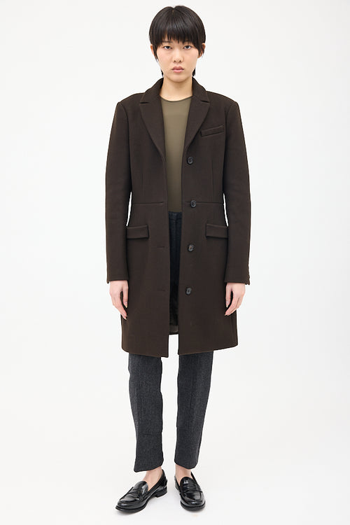 Givenchy Brown Wool & Nylon Strap Coat