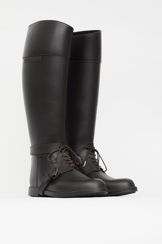 Givenchy Brown Rubber Knee High Riding Boot