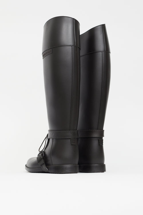 Givenchy Brown Rubber Knee High Riding Boot