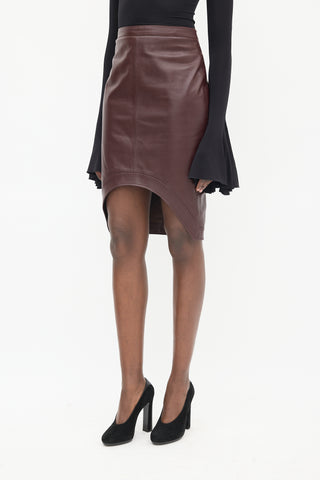 Givenchy Burgundy Leather High Low Skirt