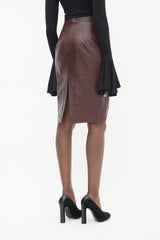 Givenchy Burgundy Leather High Low Skirt
