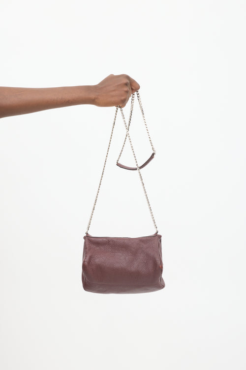 Givenchy Burgundy Leather Mini Pandora Chain Crossbody Bag