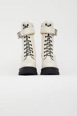Givenchy Cream Leather Monogram Terra Heeled Boot