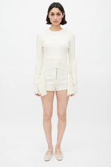 Givenchy Cream Ribbed Knit Deconstructed Sweater