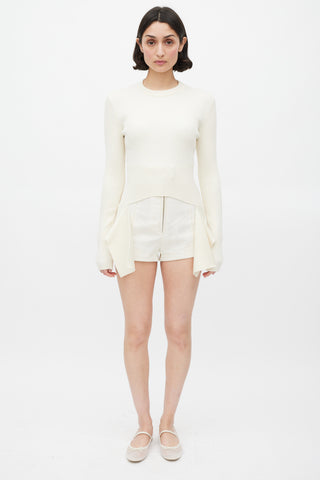Givenchy Cream Ribbed Knit Deconstructed Sweater