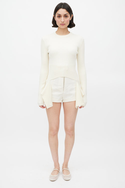 Givenchy Cream Ribbed Knit Deconstructed Sweater
