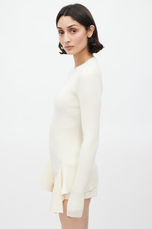 Givenchy Cream Ribbed Knit Deconstructed Sweater
