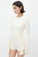 Givenchy Cream Ribbed Knit Deconstructed Sweater
