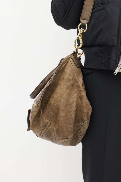 Givenchy Dark Brown Crinkled Leather Pandora  Crossbody Bag