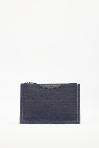 Givenchy Dark Wash Denim & Leather Antigona Pouch