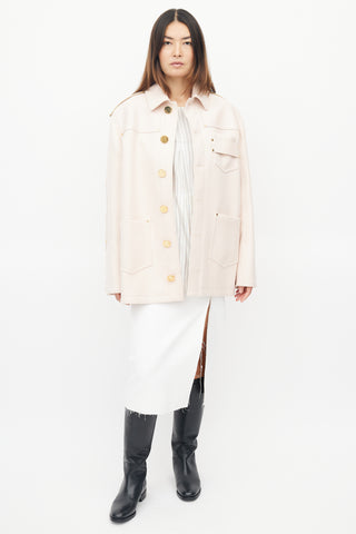 Givenchy Fall 2016 Pink & Gold Wool Buttoned Jacket