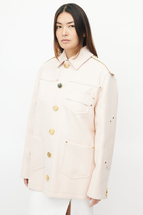 Givenchy Fall 2016 Pink & Gold Wool Buttoned Jacket
