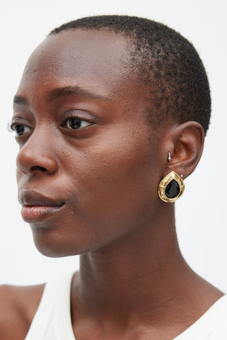 Givenchy Gold & Black Jewel Teardrop Earrings