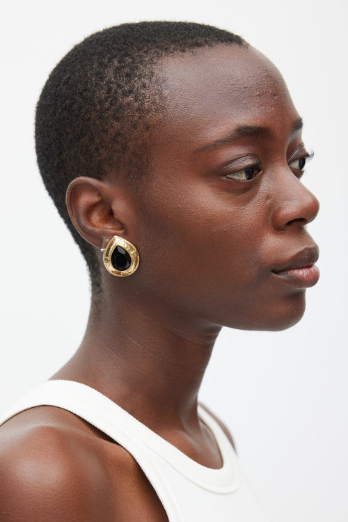 Givenchy Gold & Black Jewel Teardrop Earrings