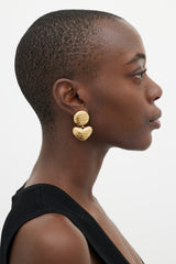 Givenchy Gold Heart Pendant Logo Earrings