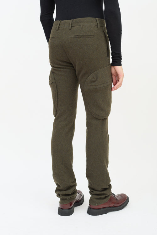 Givenchy Khaki Green Wool Cargo Pocket Slim Trouser