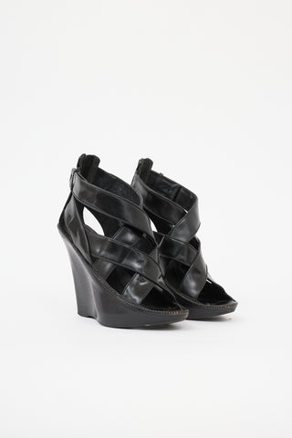 Givenchy Leather Woven Wedge Sandal