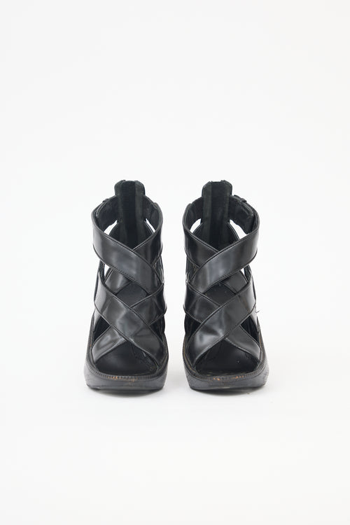 Givenchy Leather Woven Wedge Sandal