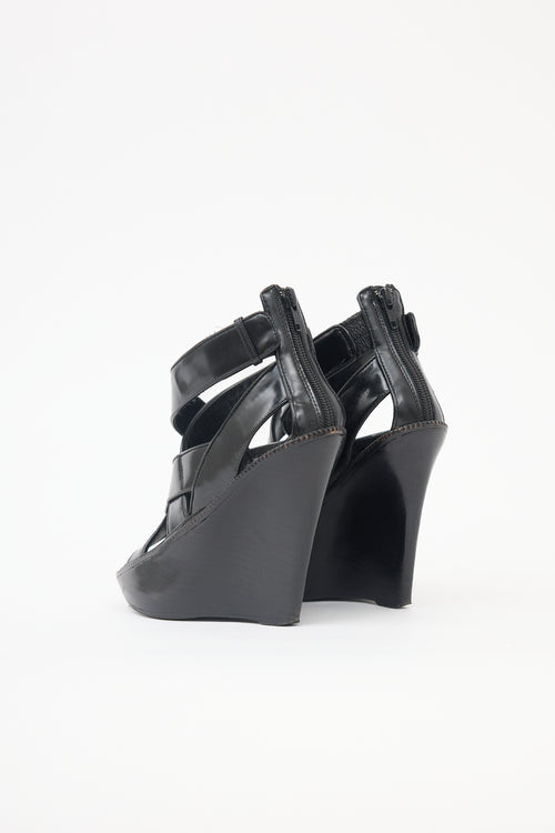 Givenchy Leather Woven Wedge Sandal