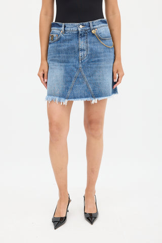 Givenchy Medium Wash Embellished Denim Mini Skirt