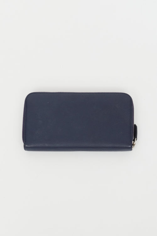 Givenchy Navy Leather Zip Long Wallet