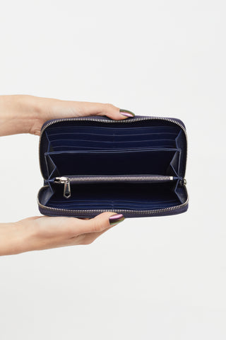 Givenchy Navy Leather Zip Long Wallet