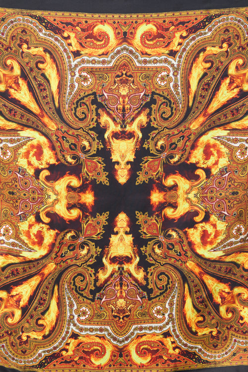 Givenchy Black & Multi Silk Flame & Paisley Scarf