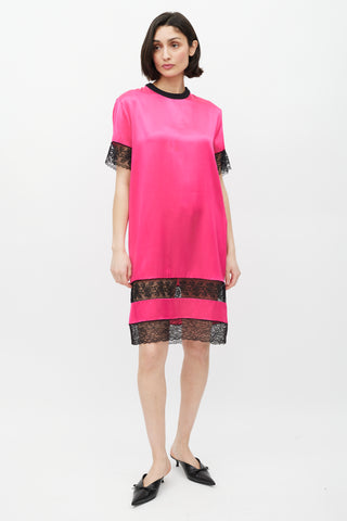 Givenchy Pink & Black Silk Lace Dress