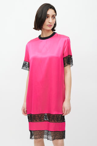 Givenchy Pink & Black Silk Lace Dress