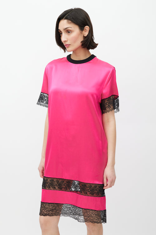 Givenchy Pink & Black Silk Lace Dress