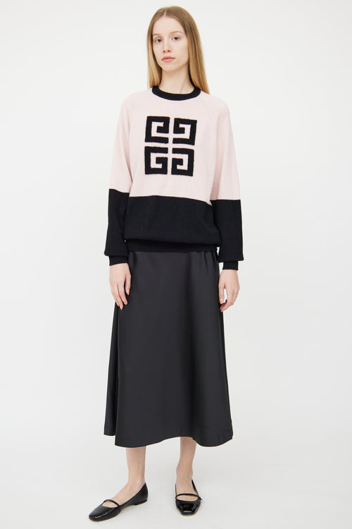 Givenchy Pink & Black Cashmere Logo Sweater