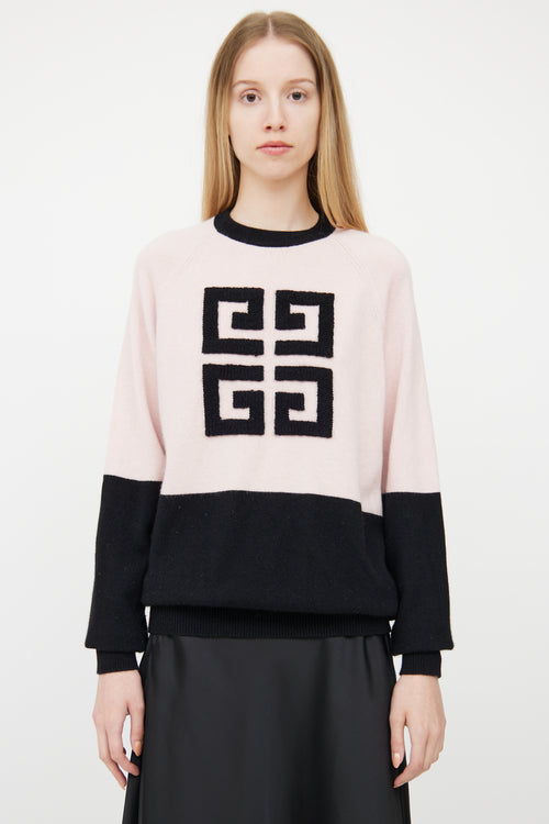 Givenchy Pink & Black Cashmere Logo Sweater