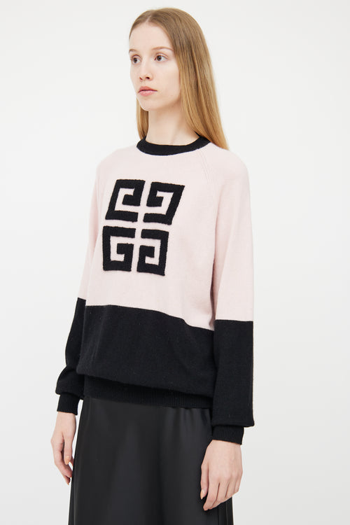 Givenchy Pink & Black Cashmere Logo Sweater