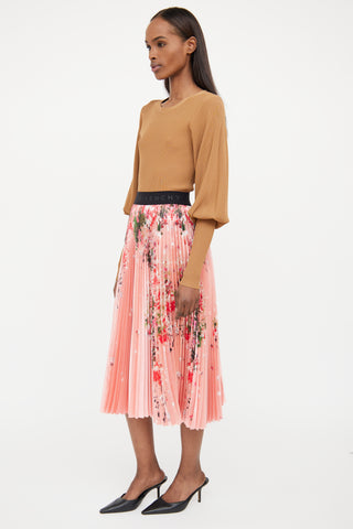 Givenchy Pink Floral Pleated Skirt