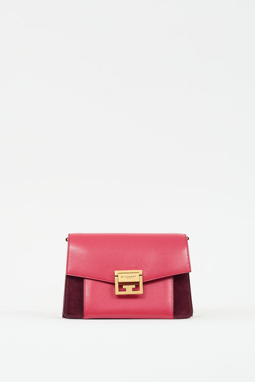 Givenchy Pink Leather & Burgundy Suede Small GV3 Bag