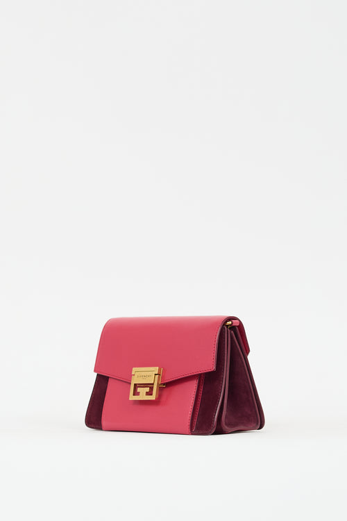 Givenchy Pink Leather & Burgundy Suede Small GV3 Bag