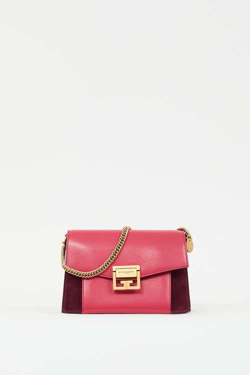 Givenchy Pink Leather & Burgundy Suede Small GV3 Bag