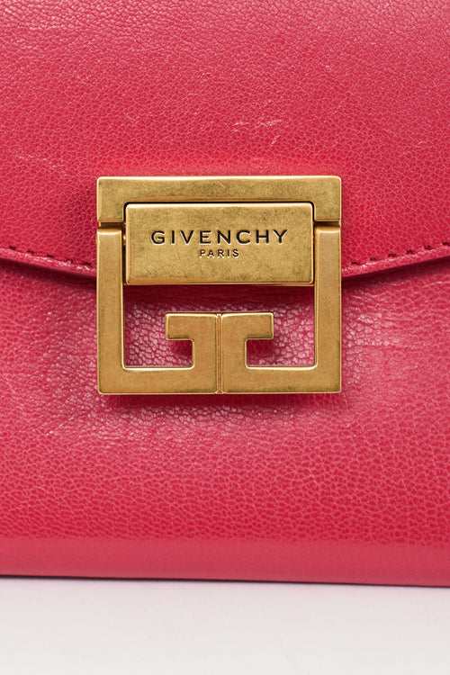 Givenchy Pink Leather & Burgundy Suede Small GV3 Bag