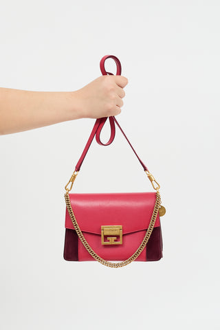 Givenchy Pink Leather & Burgundy Suede Small GV3 Bag