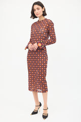 Givenchy Purple & Multi Mesh Floral Midi Dress
