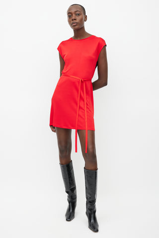 Isabel Marant // Red & White Ruched Geometric Dress – VSP Consignment