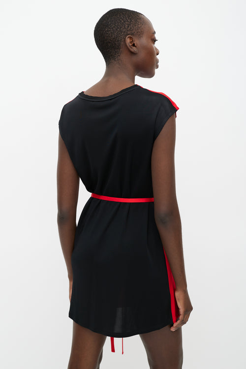 Givenchy Red & Black Belted Dress